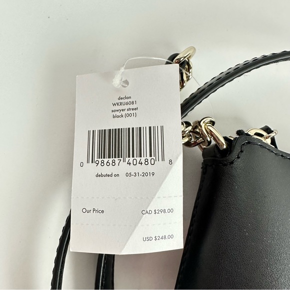 Kate Spade Black Leather Crossbody Purse with chain strap - Picture 6 of 9
